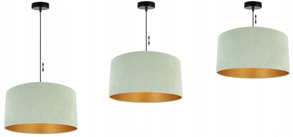 HÆNGENDE LAMPE LOFTSKRONE GYLDEN FLØJLSSKÆRM