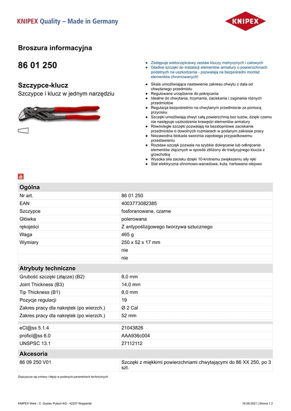HAPETETUT PIHDIT-AVAIN 250 MM - KN 86 01 250