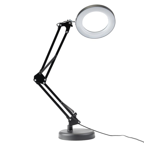 Skrivbordslampa LED 8W CCT ritning bordlampa 3x glasförstoring lupa LUCA 2 svart LUMILED