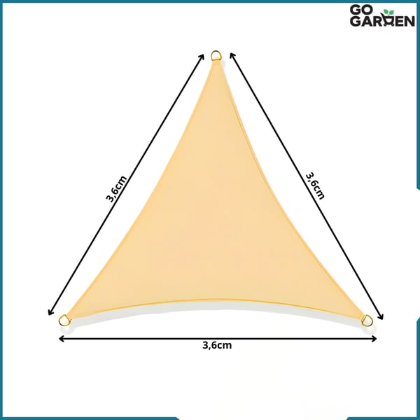 Solsejl UV beige havetrekant 3,6x3,6x3,6 m