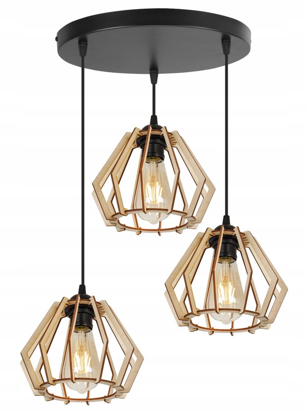MODERN LED-TAKLAMPA I TRÄ