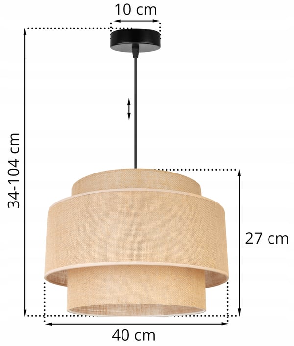 Hængende lampe, loftslysekrone, lampeskærm, boho juta