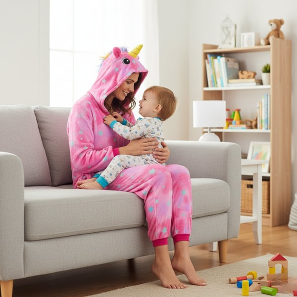 Varmt heldragt til kvinder, mænd, pegasus, kigurumi, lyserødt træningsdragt, størrelse L