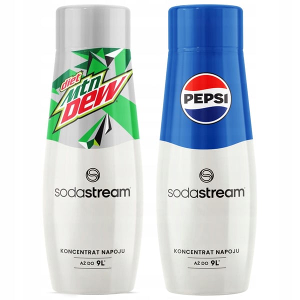 Sodastream Pepsi + Mountain Dew Diet -limsakoneen siirappisetti 2 kpl.