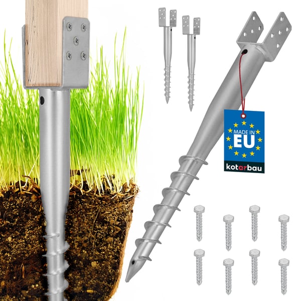 Kotarbau® Teräksinen U-muotoinen ankkuritolppa aitoihin, huvimajoihin, 70 x 700 mm, 2 kpl:n sarja
