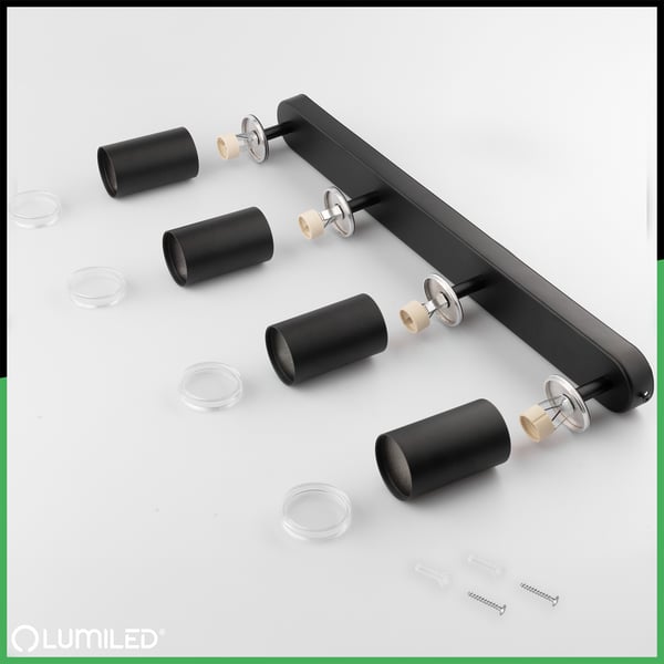 Taklampa reflektorspot LED 4x GU10 IP44 ADERO svart Lumiled