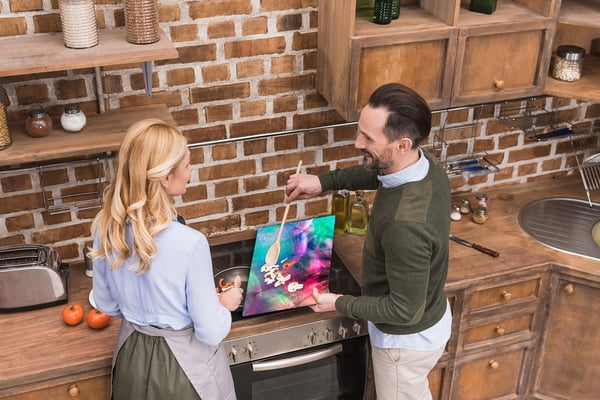 Glas skærebræt 52x40 blomster