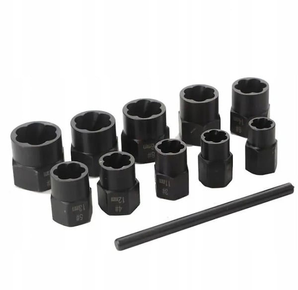 Hulser til beskadigede, behandlede, ødelagte bolte, møtrikker 9-19 mm