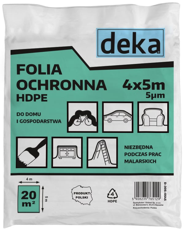 TYND BESKYTTENDE MALINGSFOLIE HDPE 4X5 MG 0,005 - D-305-0545