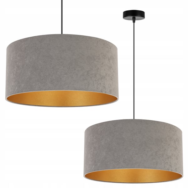HÄNGANDE LAMPA TAKKRONAN GYLLENE SAMMETS LAMPSKÄRM