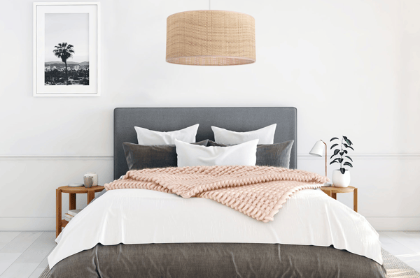 HVID RATTAN HÆNGELAMPE 1 FLAD RATTAN LAMPESKÆRM 45CM