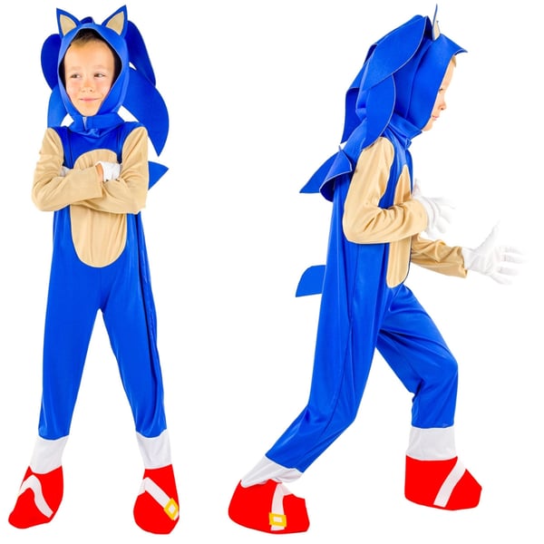 Sonic kostume, udklædning, kigurumi, pindsvin, pindsvin, gallafest, børnehaveklasse 122-134