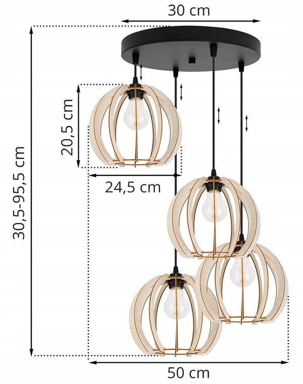 MODERN LED-TAKLAMPA I TRÄ