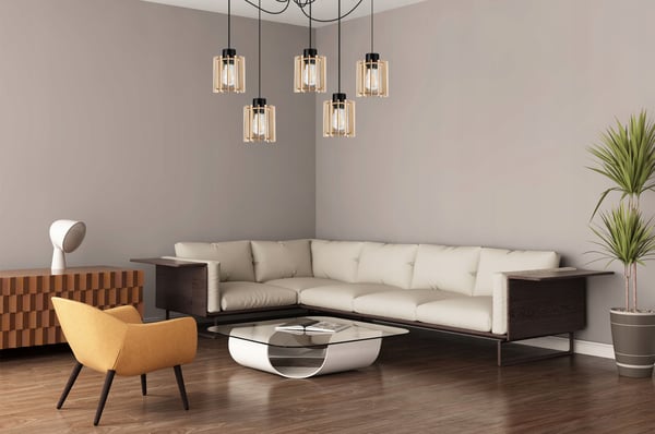 MODERN LED-TAKLAMPA I TRÄ