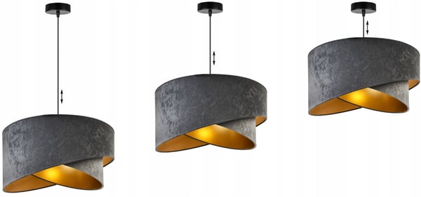 HÆNGENDE LAMPE LOFTSKRONE GYLDEN FLØJLSSKÆRM