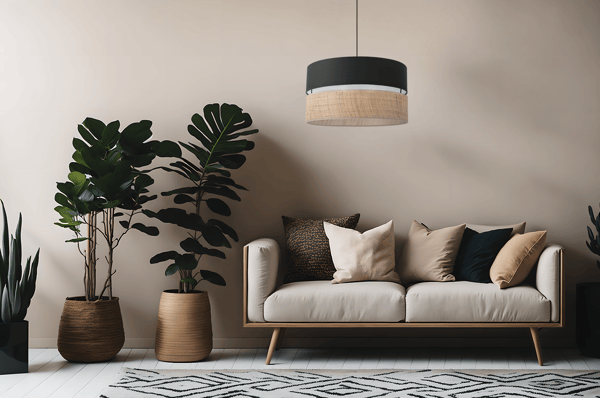 RATTAN DUO SORT HÆNGELAMPE, RATTAN SORT LAMPESKÆRM
