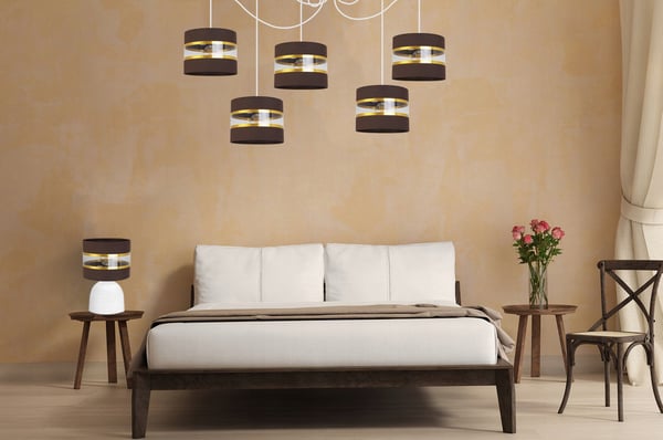 NATBORDLAMPE, ELEGANT GYLDET LAMPESKÆRM, 20 CM