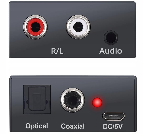 CINCH 2xRCA TIL TOSLINK SPDIF KONVERTER AUX ADAPTER ANALOG -> DIGITAL