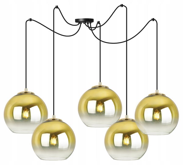 HÄNGLAMPA, TAKLJUSKRONA, GYLLENE LAMPSKÄRM, 20 CM