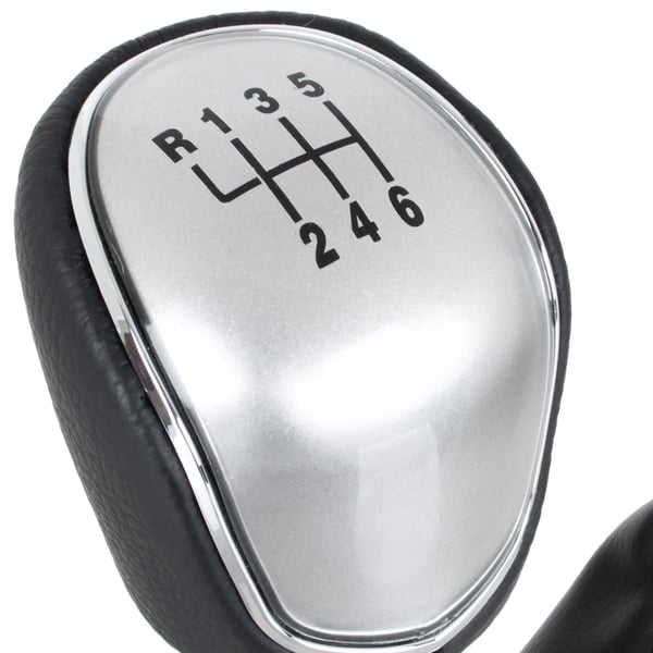 Ford Focus Mk3 11-14 växelspaksknopp SVART ECO-LÄDER + SILVER + damask med ram 6 VÄXLAD