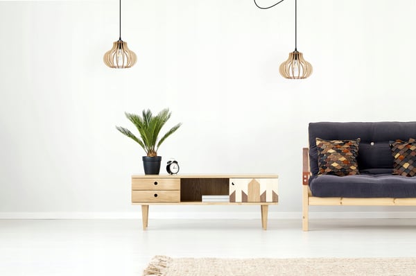 Hængende lampe, loftslysekrone, træ, LED lampeskærm