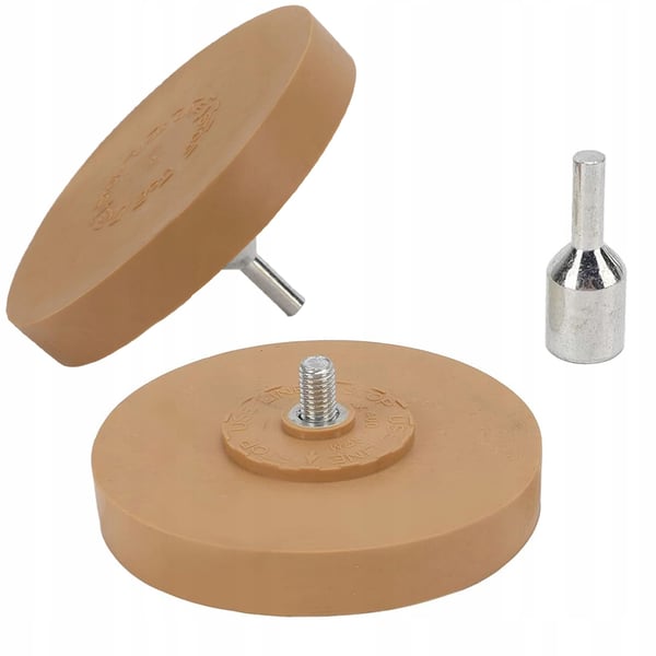 Skiva/gummiskiva för att ta bort lim från 90 mm fälgar och adapter för skruvmejsel Skiva/gummiskiva för att ta bort lim från 90 mm fälgar och adapter för skruvmejsel