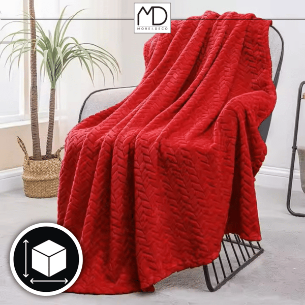 Elegant præget polyester sengetæppe 200x220 cm i rød - Den perfekte julegave fra Polen