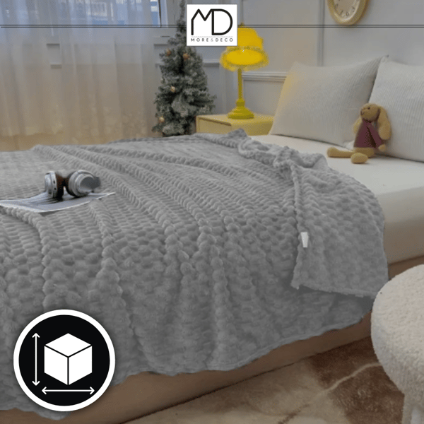 Filt säng fåtölj dekoration fyrkantig präglad 160x200cm rutig födelsedagspresent