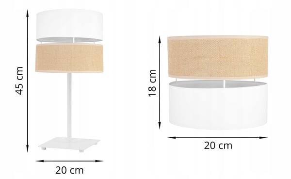 BORDLAMPE JUTE LAMPESKÆRM 20 CM HVID