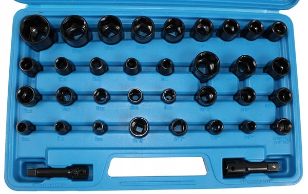 Krafttoppe 3/8" og 1/2" 35 stk. Falon-Tech FT1135 med adaptere