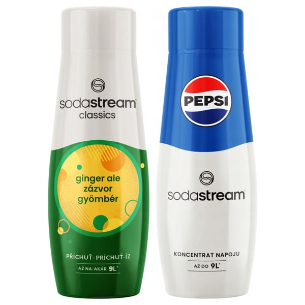 2x siirappia Sodastream Ginger Saturator -inkivääri- ja Pepsi-vesitiivisteelle