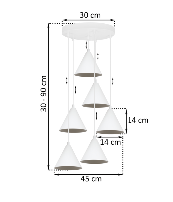 SOHO HÆNGELAMPE HVID 6 PLADER 14CM E14