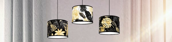 Lofthængende lampe, lampeskærm, gyldne blomster, LED