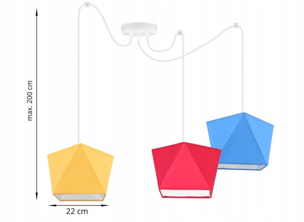 Lofthængende lampe med loftskrone og edderkopskærm