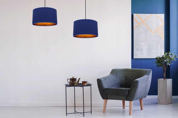 Lofthængende lampe med gylden center LED