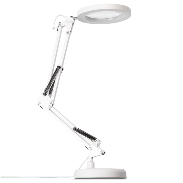 LUCA 2 LED skrivebordslampe 8W CCT tegnebordslampe 3x forstørrelsesglas Hvid LUMILED