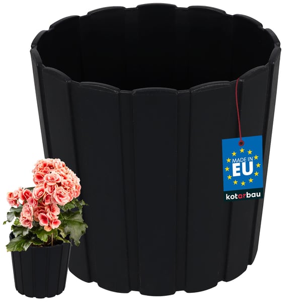 Plastkruka för blommor och örter antracit 16,5x15 cm