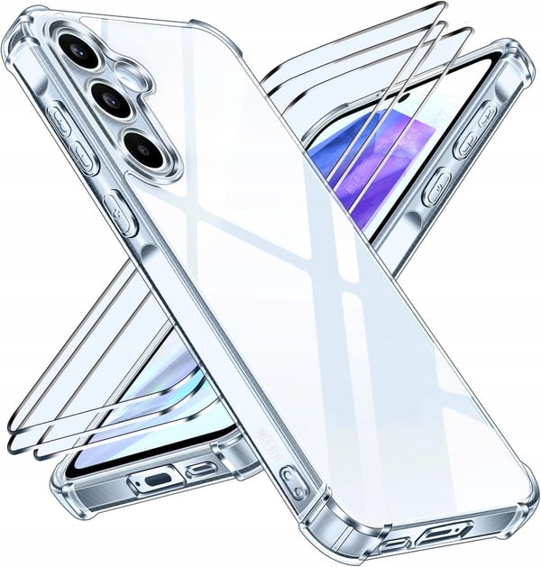 Klart förstärkt stötskyddande skal för Samsung A36 5G/A56 5G och 3x glas