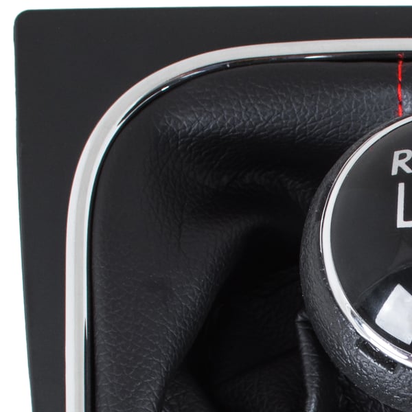 VW Golf V 03-08 gearstangsknop + SORT manchet med RØD gevind og KROMET stel 5 GEAR