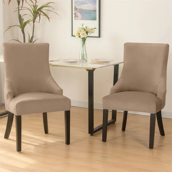 Toscana sammetsfåtöljöverdrag, sammet, beige och cappuccino, tjock