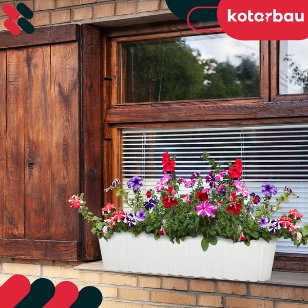 Oval blomkruka för balkongterrass rustik vit 60 cm 2 st