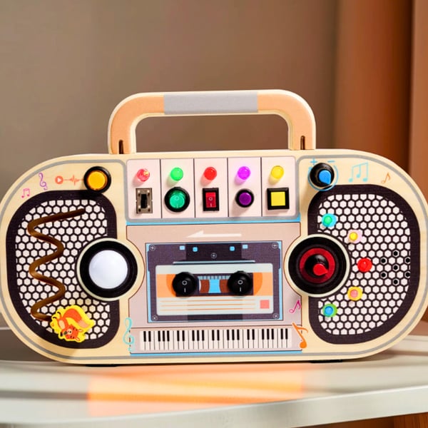 Puinen Montessori-lauta, opettavainen radiosoitto, manipuloiva LED