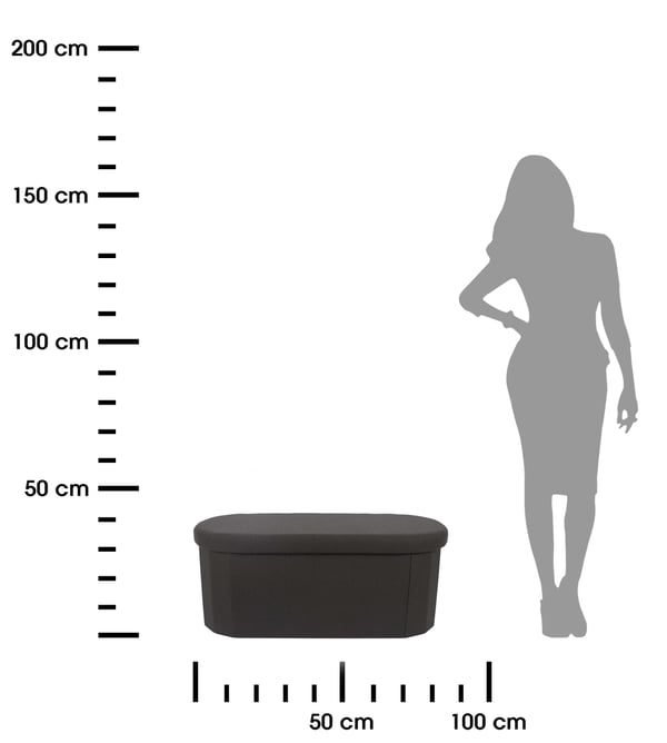 LUNO oval sitteputte med opbevaring, sort