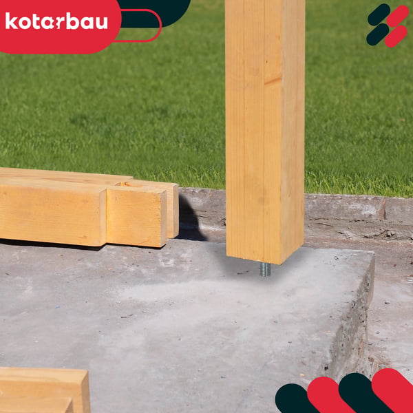 KOTARBAU® Vertikalt justerbart stålstolpankare för paviljonger 80 x 330 mm 4-pack