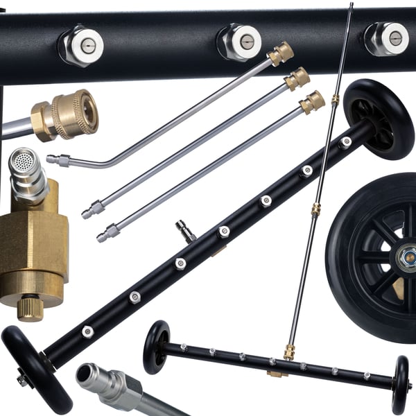 Spollans för underrede 275 bar 7 munstycken 40° snabbkoppling 1/4" 3 lansetter 126 cm