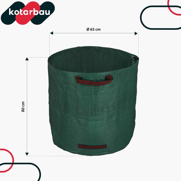 Havekurv til blade og græs, rund, foldbar, 270 l, sæt med 5