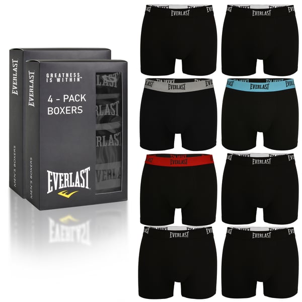 Everlast miesten bokserit mustat joustavat puuvillaiset alushousut, 8 kpl koko M