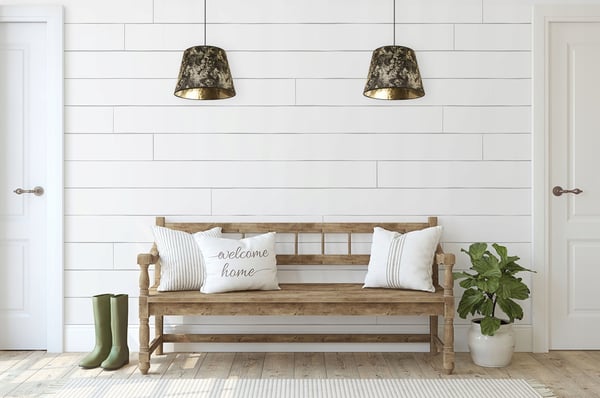 HÆNGELAMPE, LOFTKRONE, LAMPESKÆRM, GULDMØNSTER