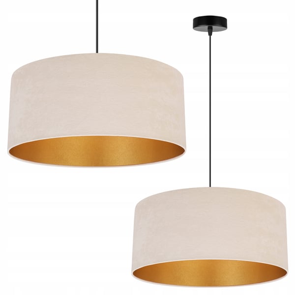 HÄNGANDE LAMPA TAKKRONAN GYLLENE SAMMETS LAMPSKÄRM
