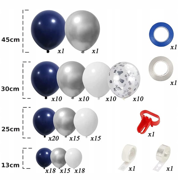 NAVY BLÅ BALLON GUIRLANDE 148 stk TIL FØDSELSDAG, DÅB, BRYLLUP